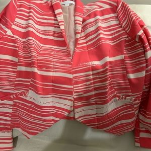 Pretty Pink and off-white open front jacket, NWOT Material:Polyester & spandex